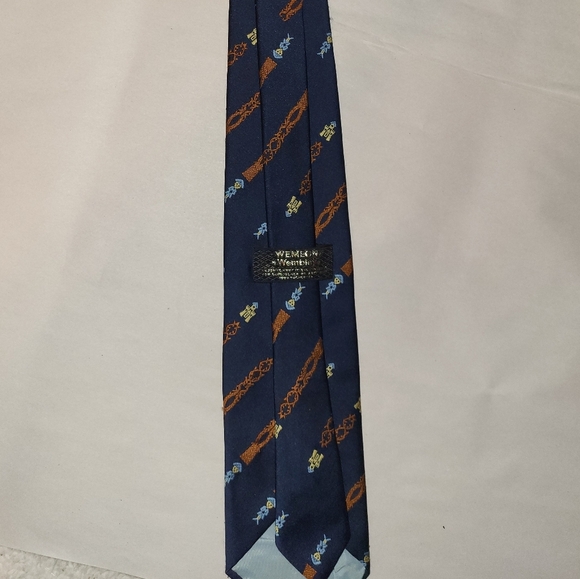 Wemlon By Wembley Castle Tie Navy Blue Brown - Picture 3 of 7